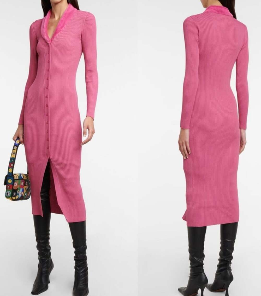 Staud Celina Ribbed Dress Size S Pink